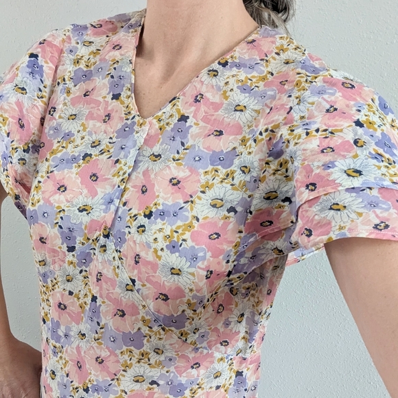 1930's FLORAL DRESS cotton voile 30's S - Picture 8 of 12